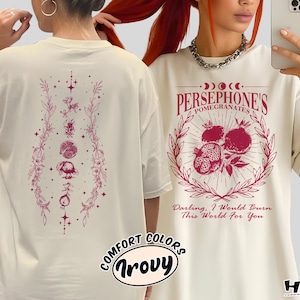 Persephone&#39;s Pomegranates Shirt, Greek Mythology Dark Academia Comfort Colors Demigod Fruit Graphic Tee, Gift for Book Lovers Bookish