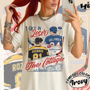 Comfort Colors Hockey Romance T-shirt, Get In Loser We're Going To The Cottage Tröja