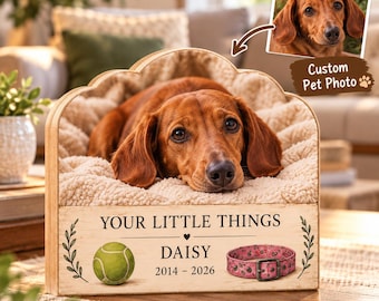 Bloc de bois personnalisé avec photo de chien, souvenir unique pour votre animal de compagnie, décoration commémorative avec son jouet préféré, cadeau souvenir pour chien