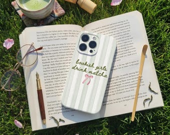 Étui de téléphone pour filles Bookish Drink Matcha, cadeau fan livresques pour iPhone 17 16 15 14 13 12 11 Pro Max, Samsung Galaxy S25 S24 S23 S22 S21 Ultra