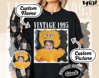 Personalisiertes 30. Geburtstag Komfort Farben Shirt, Benutzerdefiniertes Foto Jahr Vintage 1995 Shirt, Benutzerdefiniertes Jahr Geburtstagsshirt, 30.40