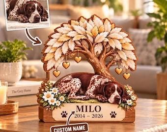 Bloc commémoratif en bois personnalisé pour animaux de compagnie, décoration photo de chien, arbre de vie souvenir, cadeau en cas de deuil animalier, décoration souvenir pour chien