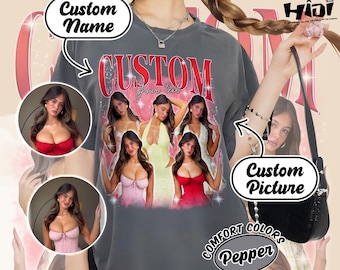 Comfort Colors Custom Your Own Bootleg Shirt, Custom Photo Rap T-Shirt, Personalized Photo Tee, Insert Your Design Here, Custom Photo Shirts