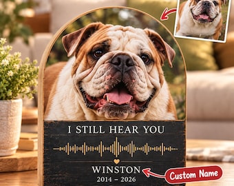 Bloc commémoratif en bois pour animaux de compagnie, décoration photo personnalisée pour chien, souvenir avec enregistrement vocal de l'animal, cadeau souvenir pour chien