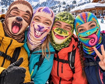 Cagoule de ski amusante avec motif animal, cagoule colorée pour le snowboard, protection hivernale, masque pour les séjours au ski, cadeau original pour les amis