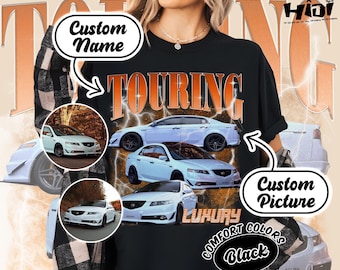 Je auto op shirt, zeer aanpasbaar autoshirt, aangepast T-shirt klassieke auto, aangepaste autofoto vintage T-shirts, voeg je foto in, JDM-autocadeau
