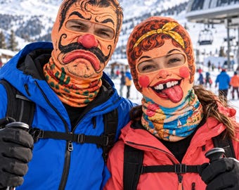 Cagoule rétro amusante, masque d'hiver vintage, masque à moustache rigolo, masque de snowboard original, cadeau pour un séjour au ski