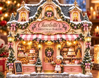 Christmas Bakery Shop Decor, Personalized Wooden Christmas Village, Gingerbread Baker Design, Holiday Shelf Decor, Baker Christmas Gift