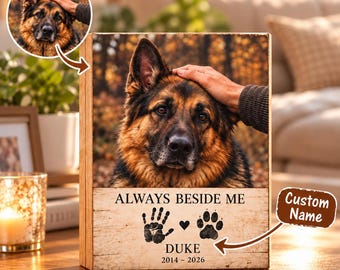 Bloc de bois personnalisé avec photo d'animal de compagnie, décoration commémorative personnalisée pour chien, souvenir « Toujours à mes côtés », cadeau de condoléances pour la perte d'un animal de compagnie