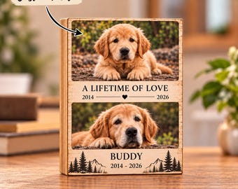 Bloc de bois personnalisé avec photo de chien, souvenir unique pour votre animal de compagnie, cadeau pour amoureux des animaux, décoration photo pour chien, souvenir d'amour éternel