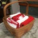 1987 Longaberger Basket with Farmhouse Washcloths / Dishcloths