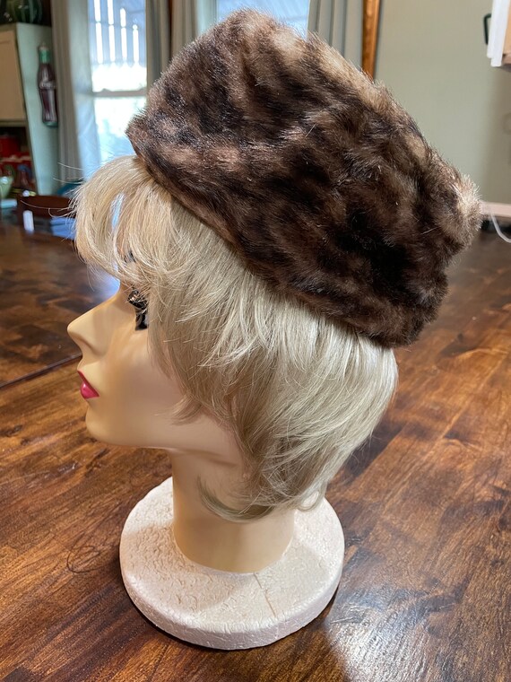 Faux Fur Vintage Pillbox Hat 1950's - image 1