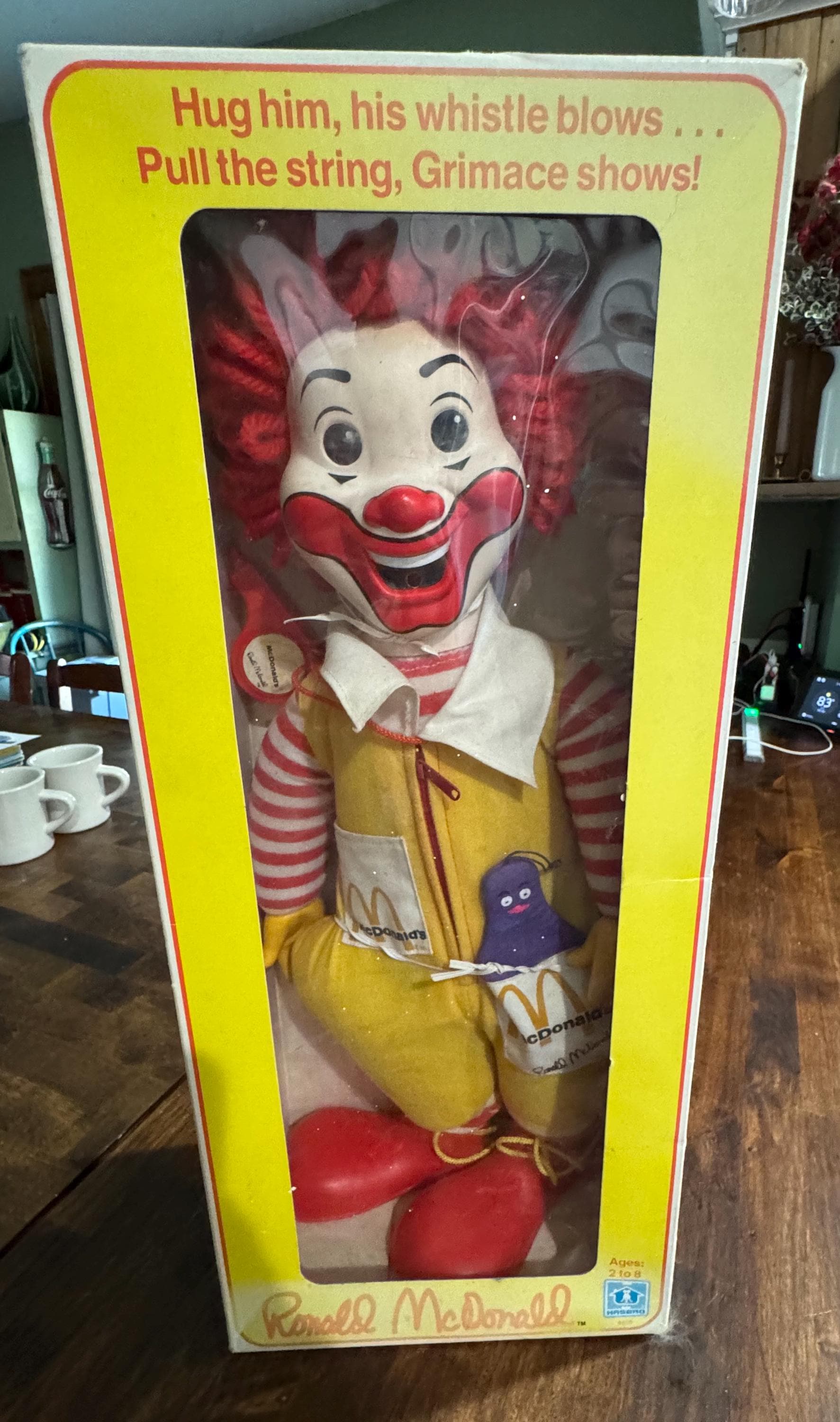 1978 Ronald Mcdonald Whistle Doll 21 Inches Tall IOB in Original