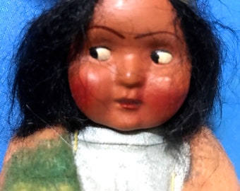 1930-40 Vintage Skookum 6 1/2" Bully Good Indian doll