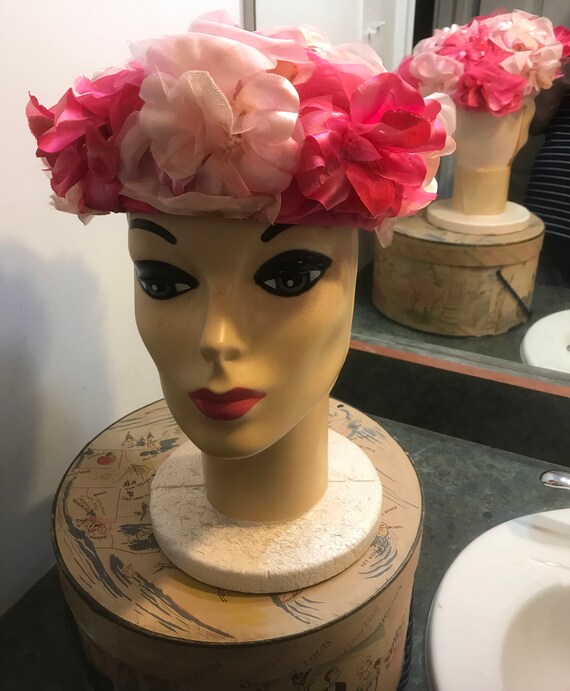 Vintage 1950's Clover Lane Original Floral Cloche
