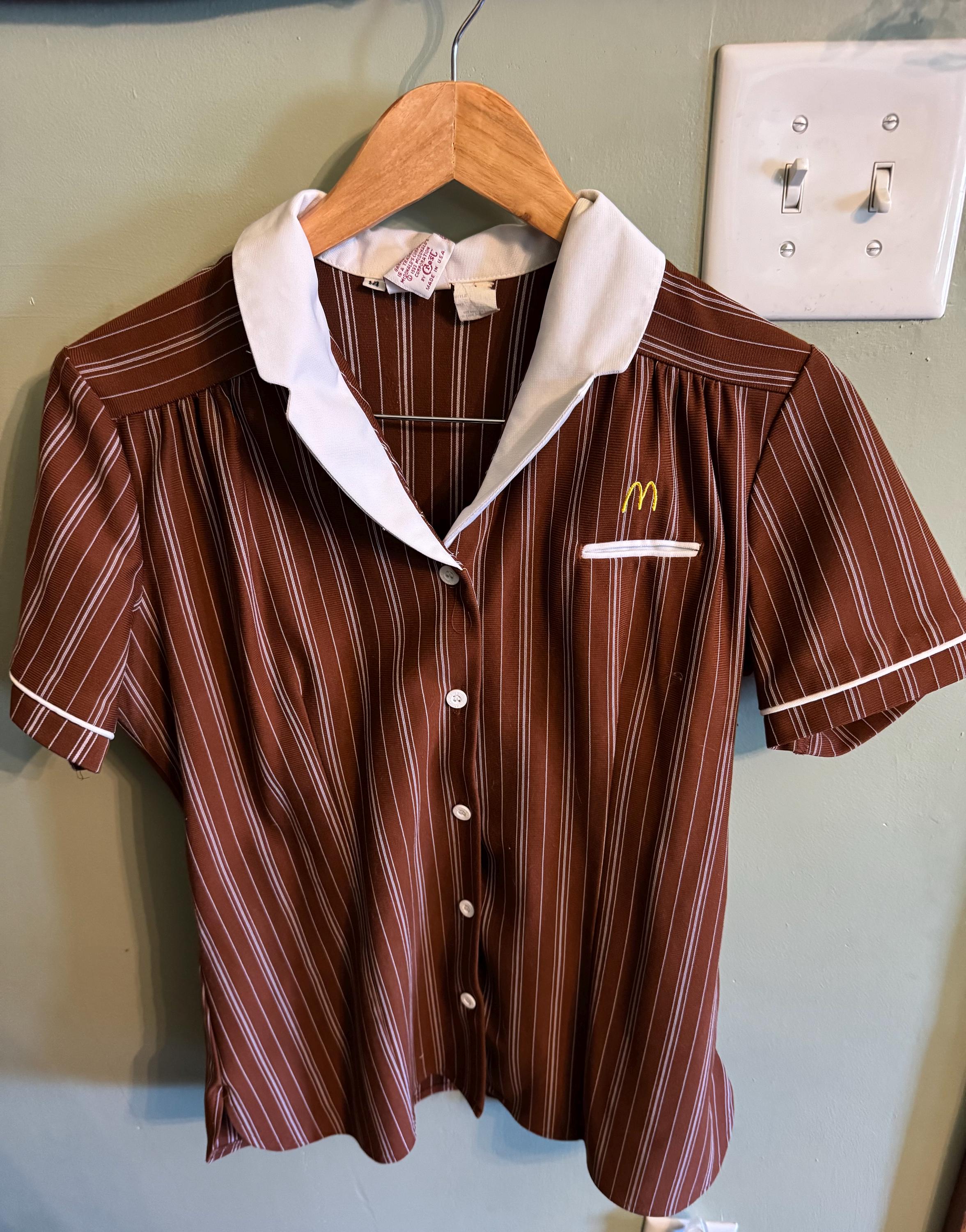 1983 Rare Mcdonalds Employee Green Uniform Shirt ( Inventory No 1
