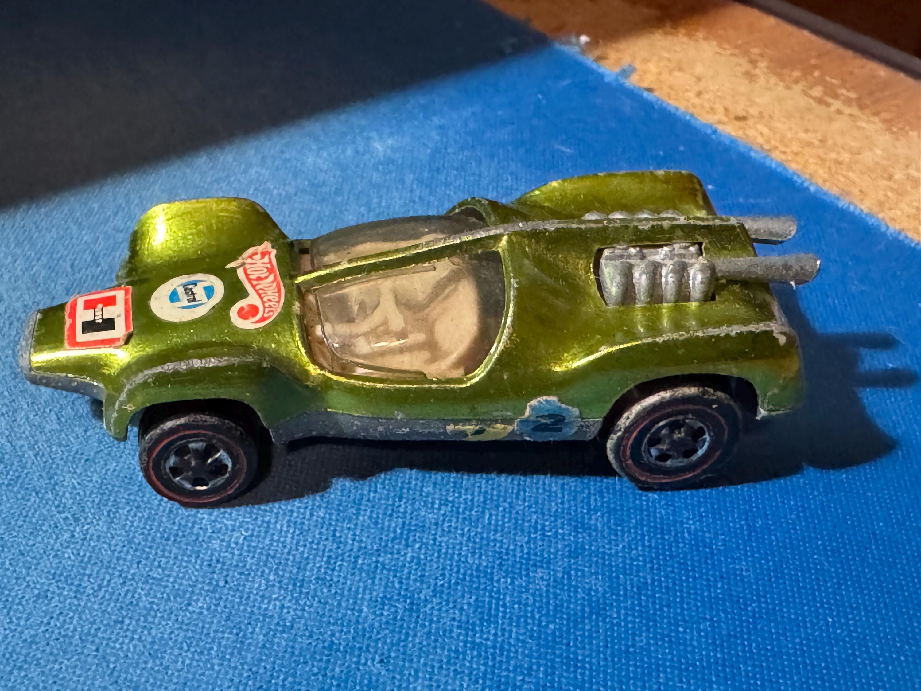 1969 Mantis Spectraflame Hot Wheel Lime Green Red Line Tires Die