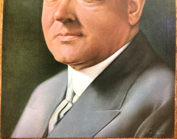 31st President Herbert Hoover Color Portrait 11 X 14 Published in