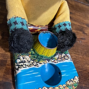 Japanese 1950's 'Alps' mechanical panda toy 'Thirsty Bear' with key a/f