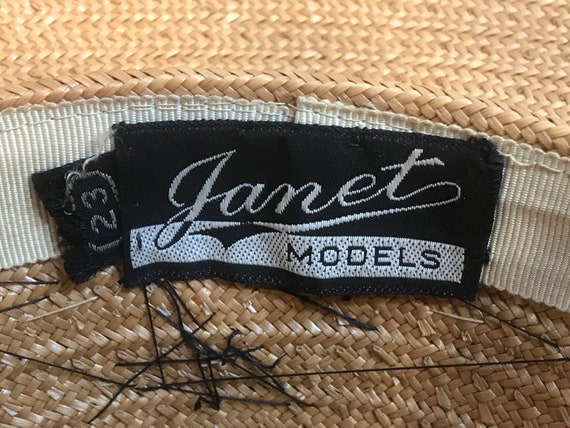 Vintage 1950's Janet Models Straw and Black Velve… - image 7