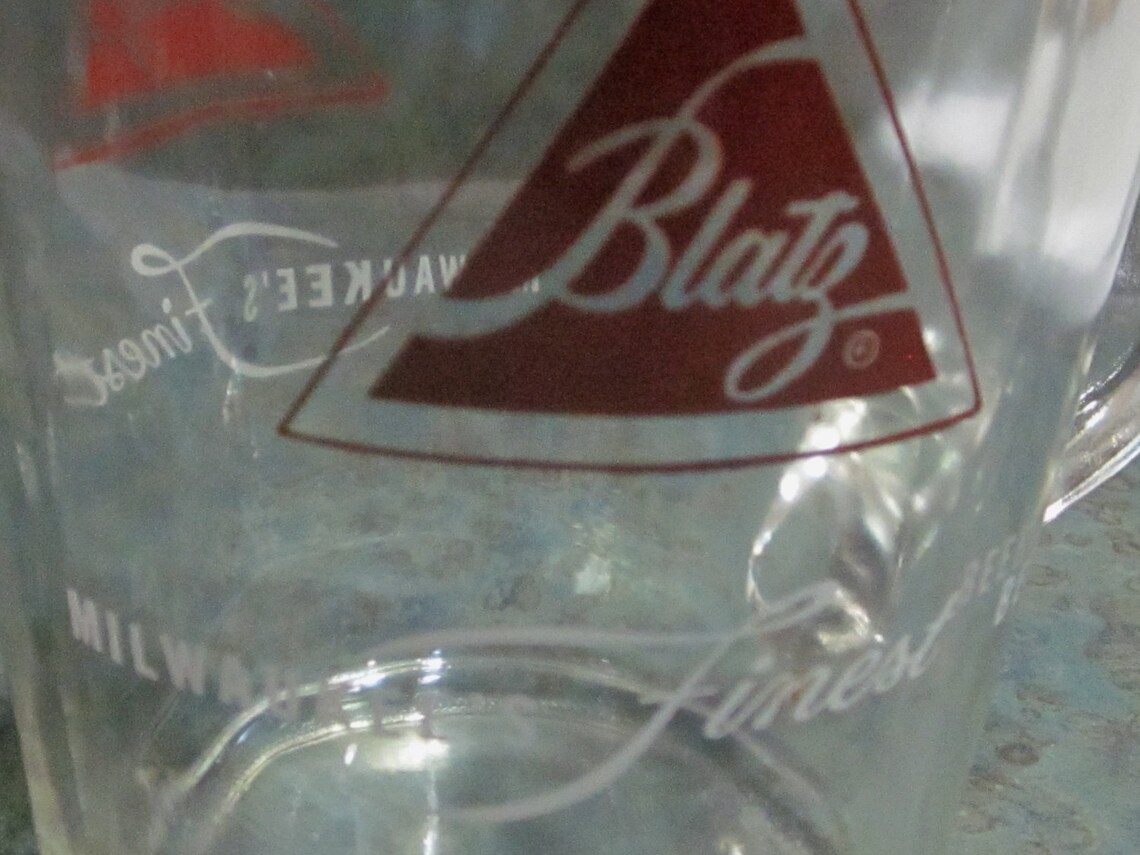 Vintage Heavy Glass Blatz Beer Pitcher Milwaukee's Finest Etsy