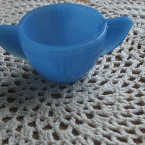 Akro Agate Slag Glass Child&#39;s Toy Blue Sugar Bowl 1940 Era