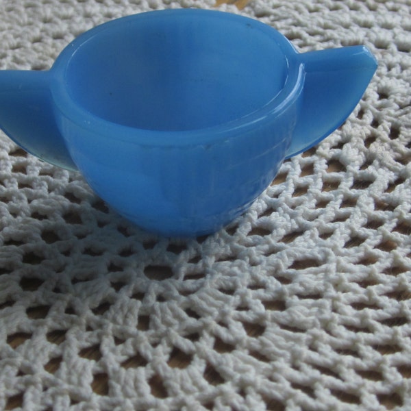 Akro Agate Slag Glass Child's Toy Blue Sugar Bowl 1940 Era