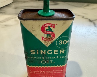 Vintage Singer Sewing Machine Oil Tin 30 Cent Advertising Tin