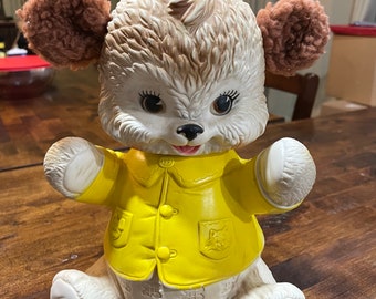 Rare 1962 Edward Mobley Rubber Squeaky Teddy Bear with Fuzzy Ears