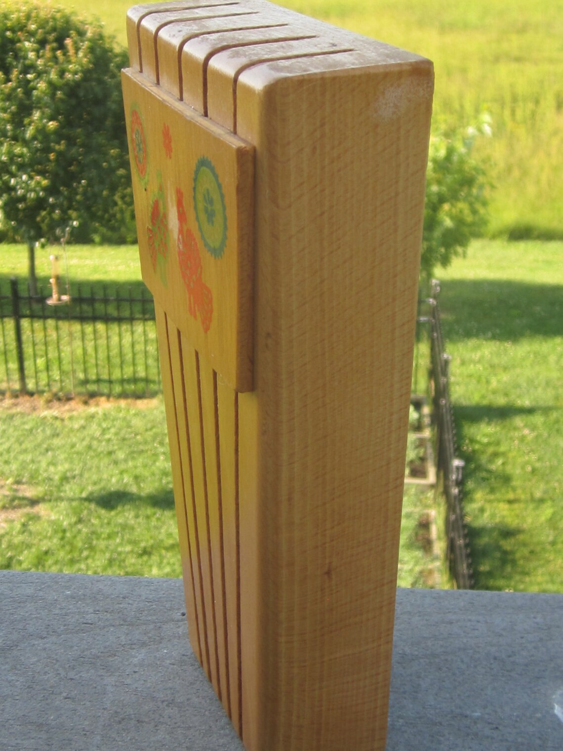 Folk Art Knife Holder Solid Oak Wood 1950 Era Etsy