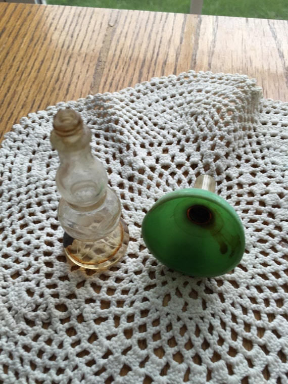Vintage Lander Oil Lamp Perfume Bottle 4 1/4 " Green Shade View 5