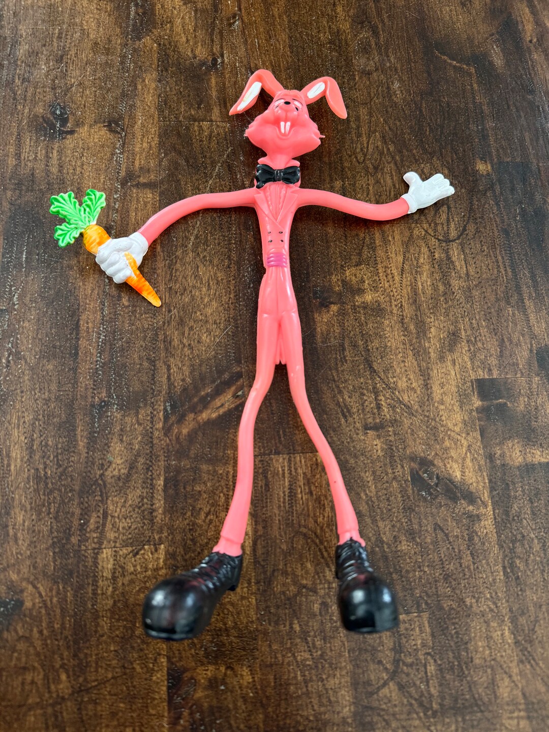 1980s 11 Inches Tall Pink Rabbit With a Carrot Bendy - Etsy