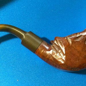Vintage Genuine Wood Carved Italy Animal with Teeth Briar Pipe