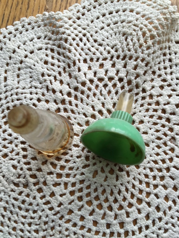 Vintage Lander Oil Lamp Perfume Bottle 4 1/4 " Green Shade View 4