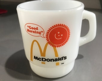1970's McDonalds Vintage Fire King Milk Glass Mug