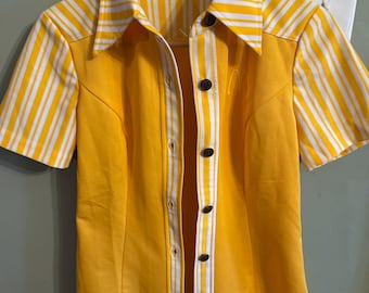 1970s Rare McDonalds Employee Yellow Uniform Shirt
