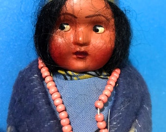 1930-40 Vintage Skookum 6 1/2" Bully Good Indian doll