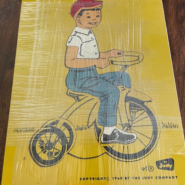 1968 Wood Puzzle by Judy of a Boy on Tricycle