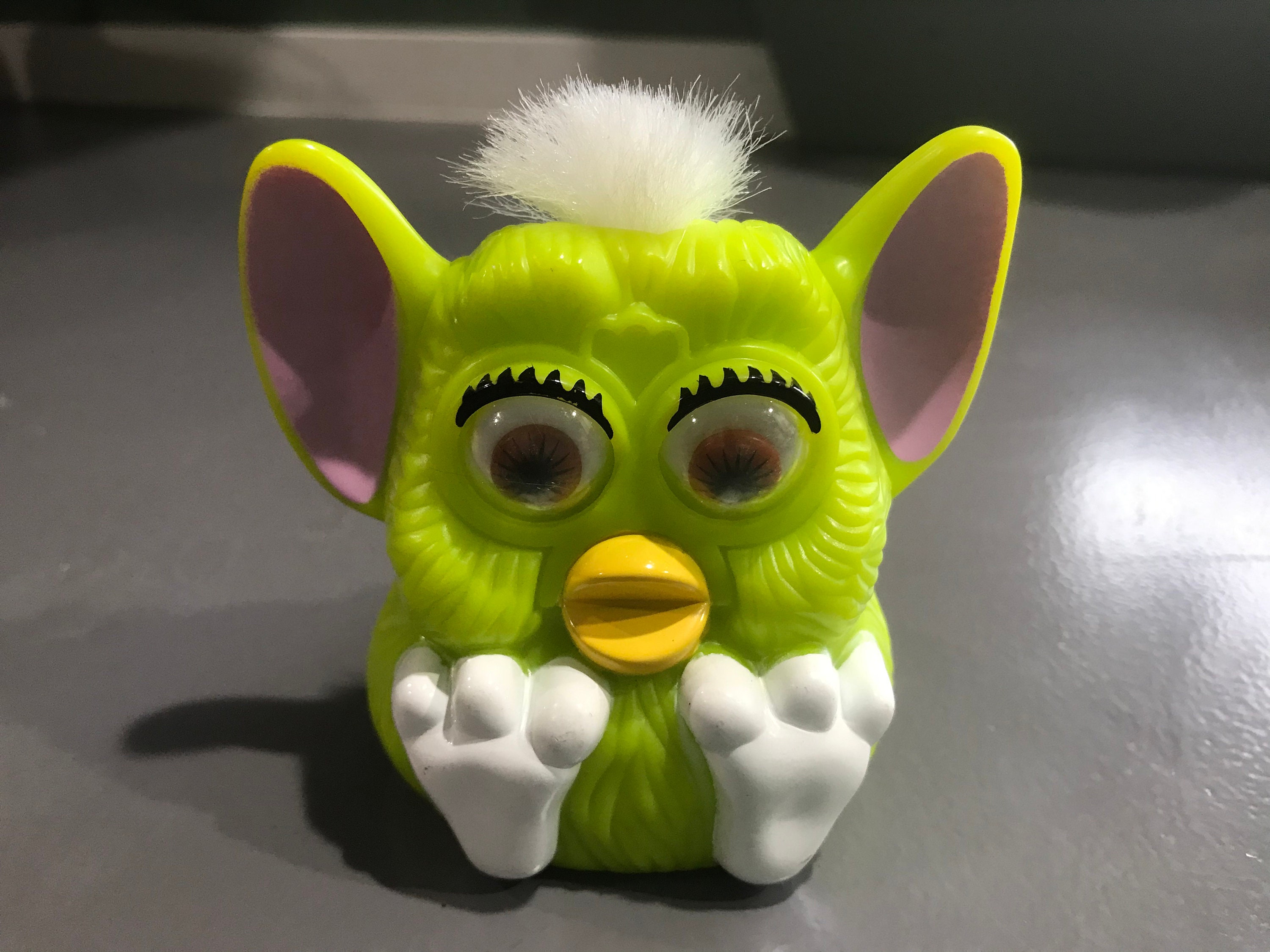 Vintage 1998 Mcdonalds Furby Bright Green With White Hair Toy 