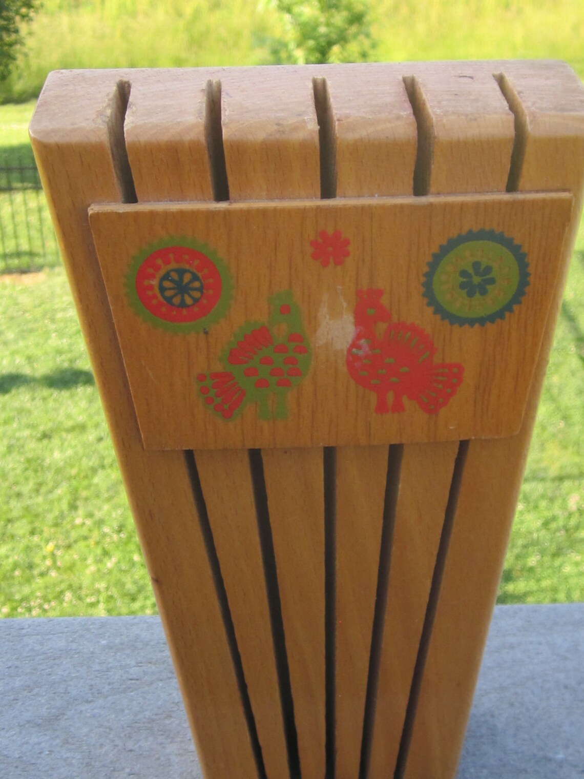 Folk Art Knife Holder Solid Oak Wood 1950 Era Etsy