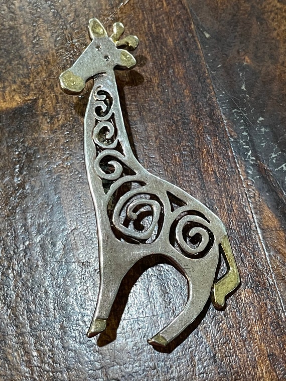 Giraffe Brooch / Necklace Vintage Signed MT Silver