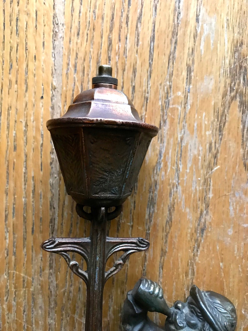 Vintage Drunkard Under Lamp Post Brass Oil Lamp Etsy