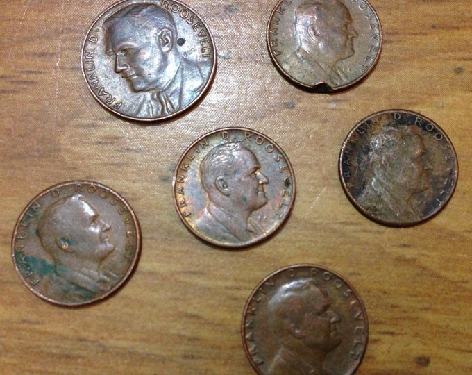 Franklin D Roosevelt Lucky Play Money Copper Coins 1930 Era Etsy
