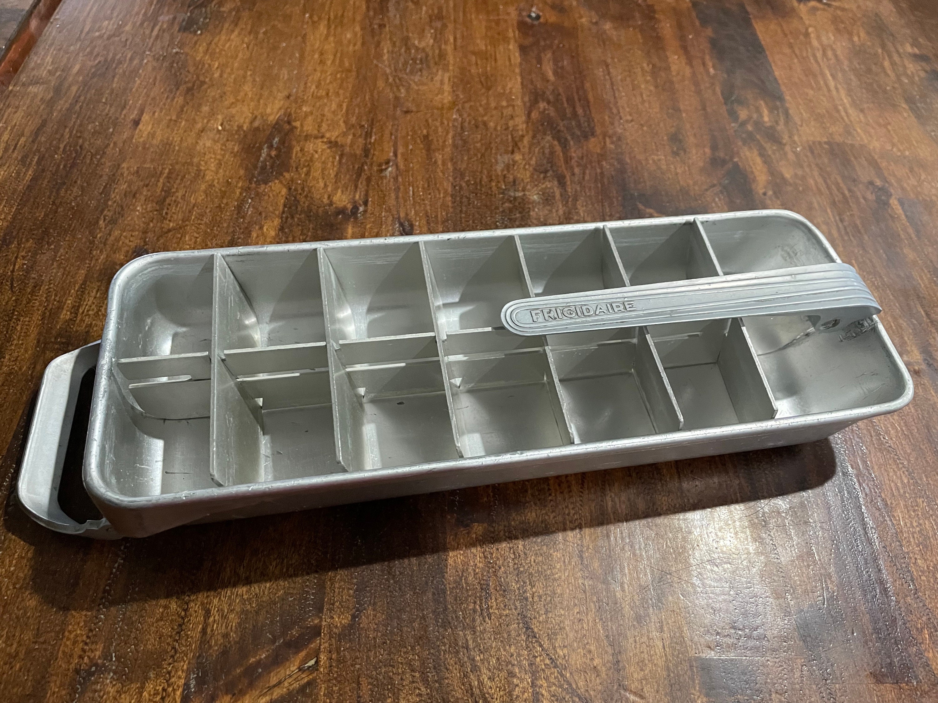 Vintage set of 2 Frigidaire Ice Cube Trays Aluminum 20 Cubes each Spring  Action