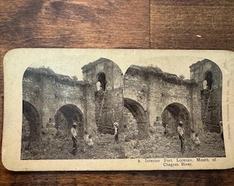 1906 Interior Fort Lorenzi, Mouth of Chagres River in Panama Stereoview Card