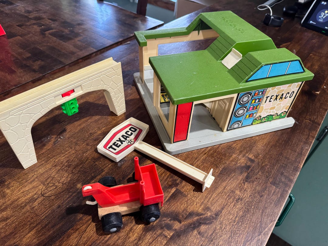 Garage Tôle Litho Wolverine Toy Texaco Service Station N°856 - Ancien Jeu Avec Véhicules
