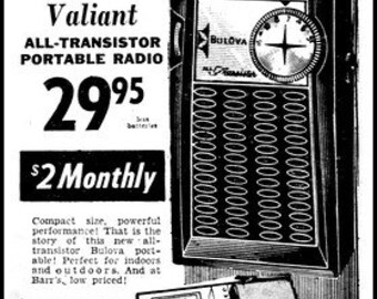 1959 Bulova Valiant Model 680 Transistor Radio, AM Band Only, 4