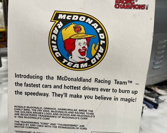 レア 箱付き レーシングチャンピオン マクドナルドレーシング ドラッグレースカー 1994 レーシング チャンピオン マクドナルド ハンバーガー ダイ