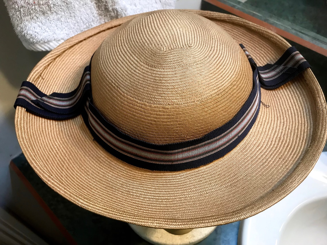 Vintage Rolled Brim Brelton Straw Hat for Women Harryson Fifth Etsy