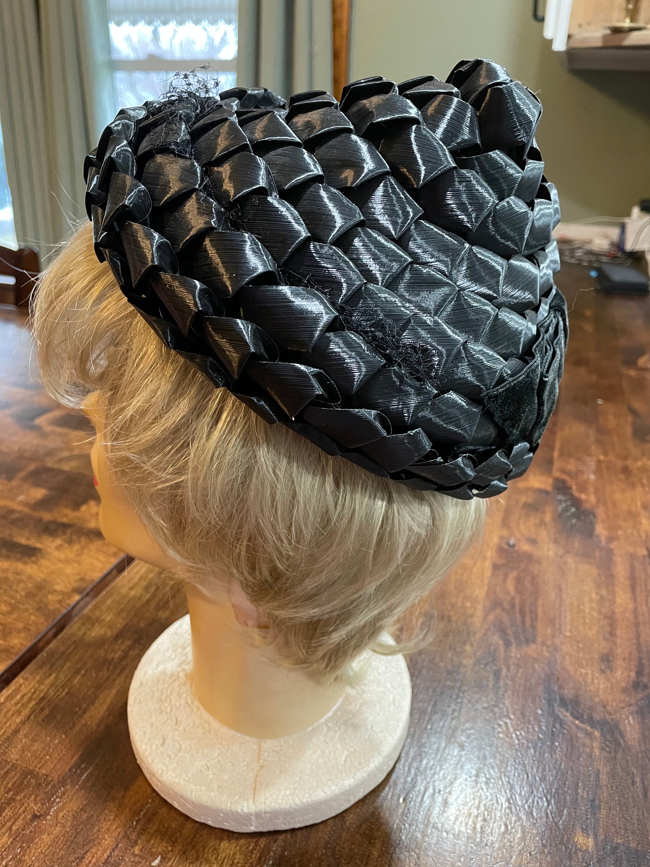 Vintage Lecie Asian Style Woven Black Straw Hat - Etsy